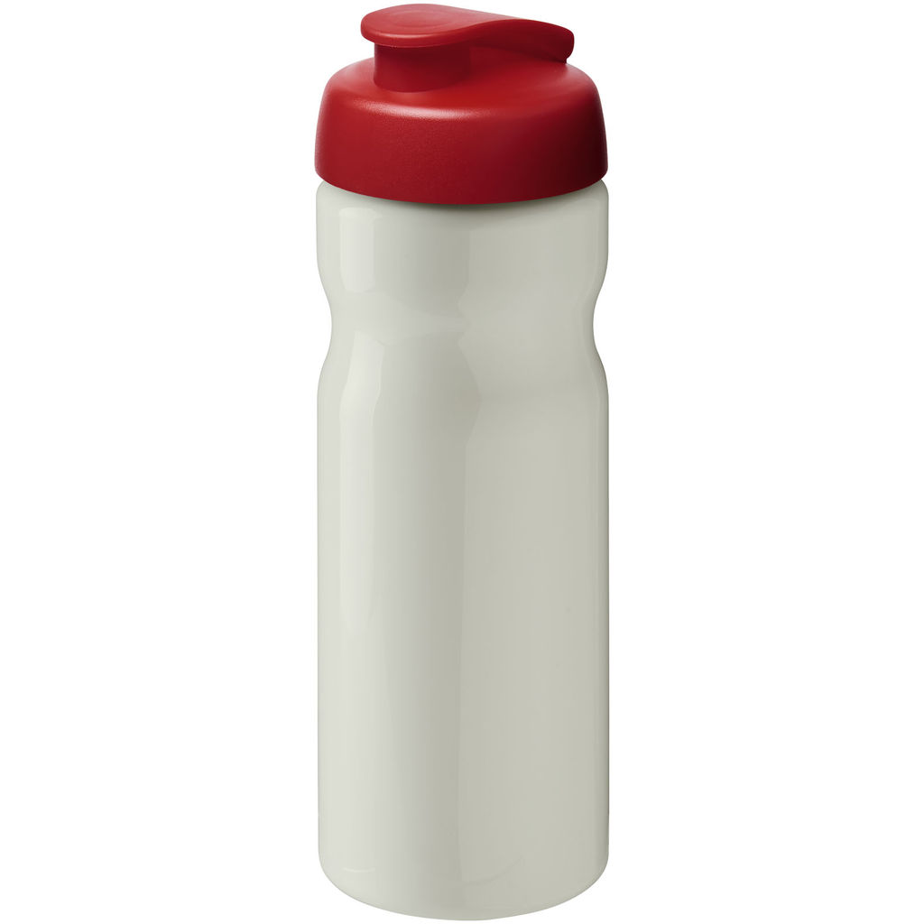 Спортивная бутылка H2O Eco объемом 650 мл с откидывающейся крышкой, цвет цвета слоновой кости, красный