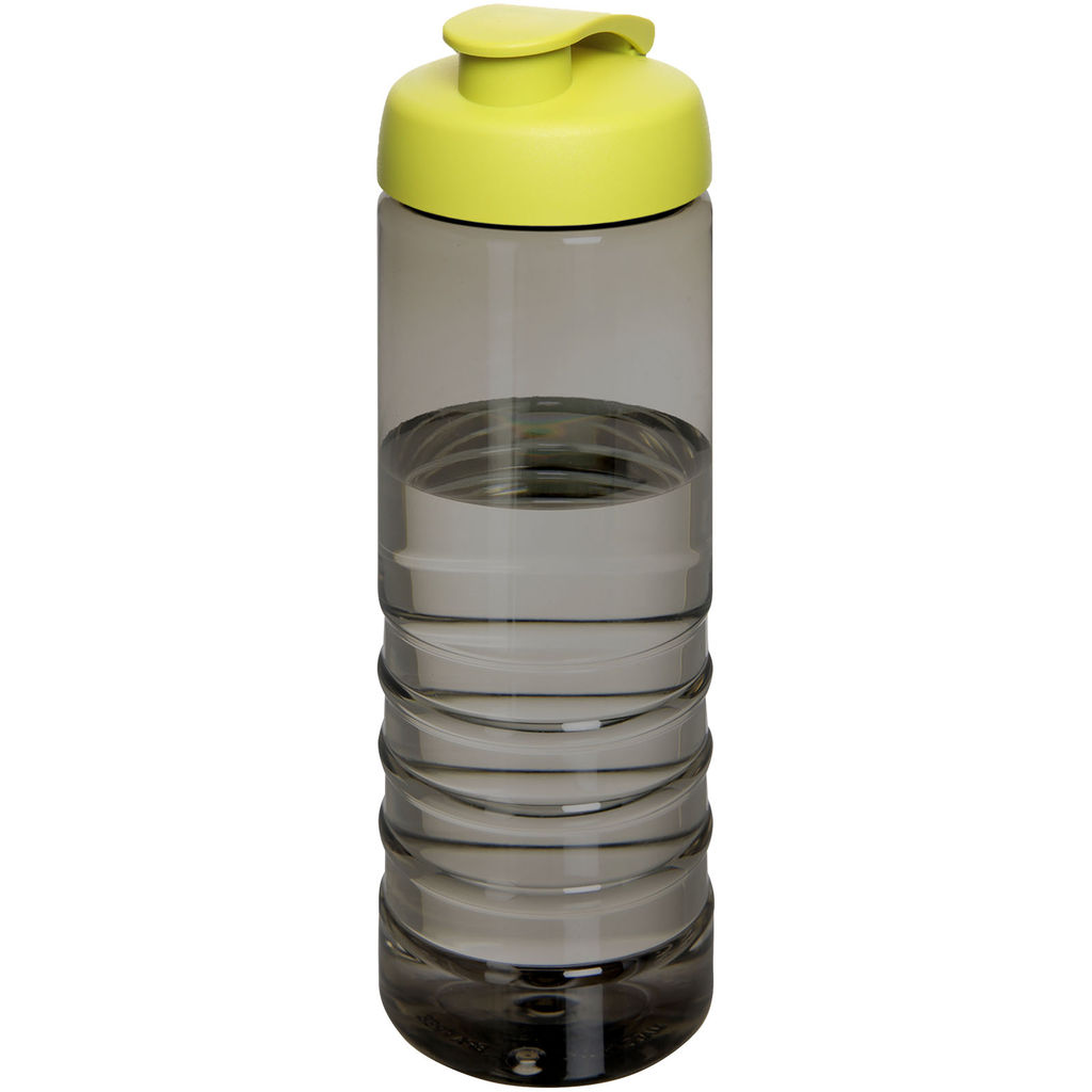 Спортивная бутылка H2O Active® Eco Treble объемом 750 мл с куполообразной крышкой, цвет темно-серый, лайм