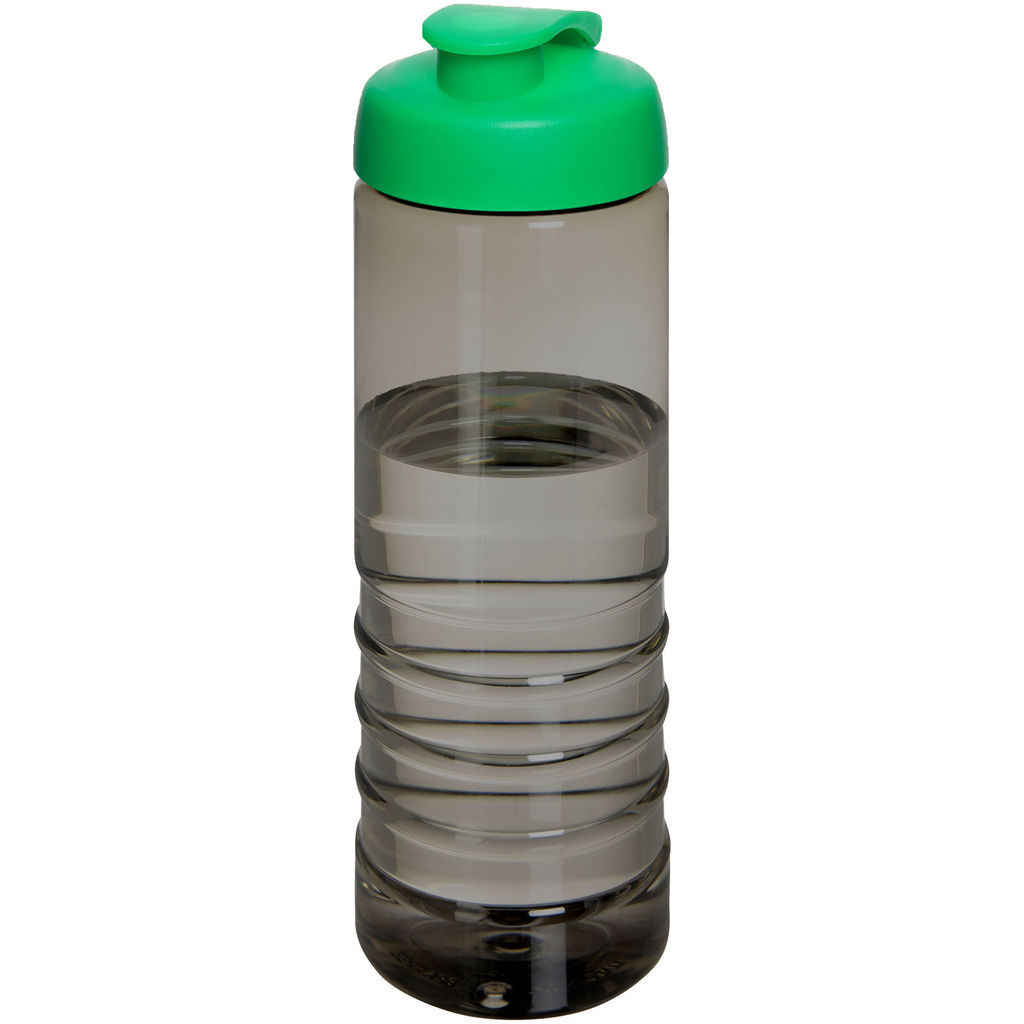 Спортивная бутылка H2O Active® Eco Treble объемом 750 мл с куполообразной крышкой, цвет темно-серый, зеленый