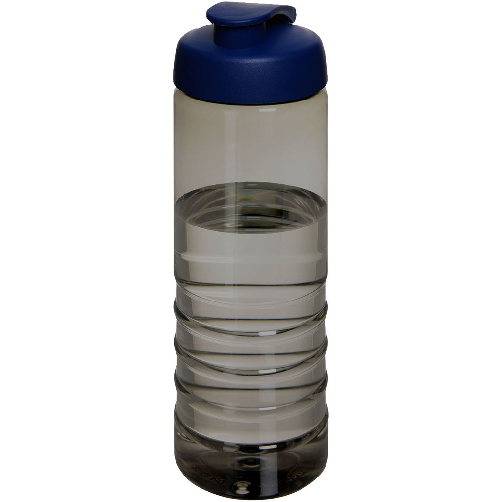 Спортивная бутылка H2O Active® Eco Treble объемом 750 мл с куполообразной крышкой, цвет темно-серый, cиний