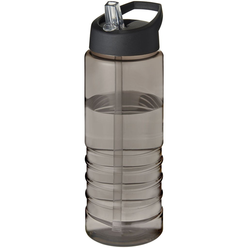 Спортивная бутылка H2O Active® Eco Treble объемом 750 мл с куполообразной крышкой, цвет темно-серый, сплошной черный