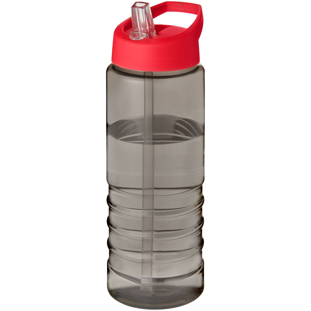 Спортивна пляшка H2O Active® Eco Treble об'ємом 750 мл із куполоподібною кришкою, колір темно-сірий, червоний