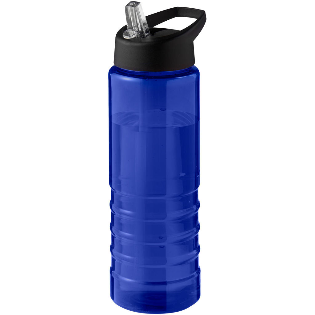 Спортивная бутылка H2O Active® Eco Treble объемом 750 мл с куполообразной крышкой, цвет cиний, сплошной черный