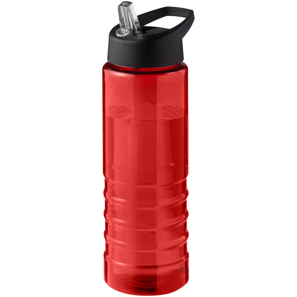 Спортивна пляшка H2O Active® Eco Treble об'ємом 750 мл із куполоподібною кришкою, колір червоний, суцільний чорний