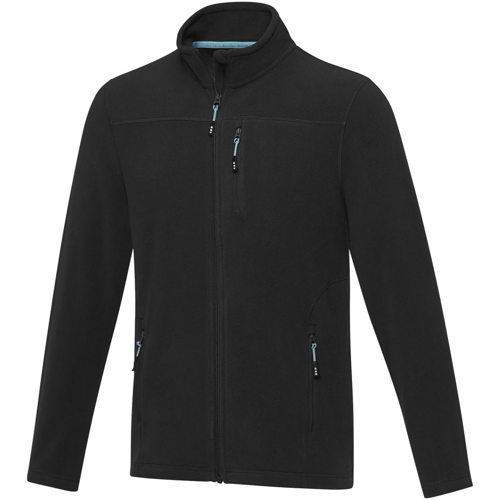 Мужская флисовая куртка Amber на молнии из переработанных материалов по стандарту GRS, цвет сплошной черный  размер S