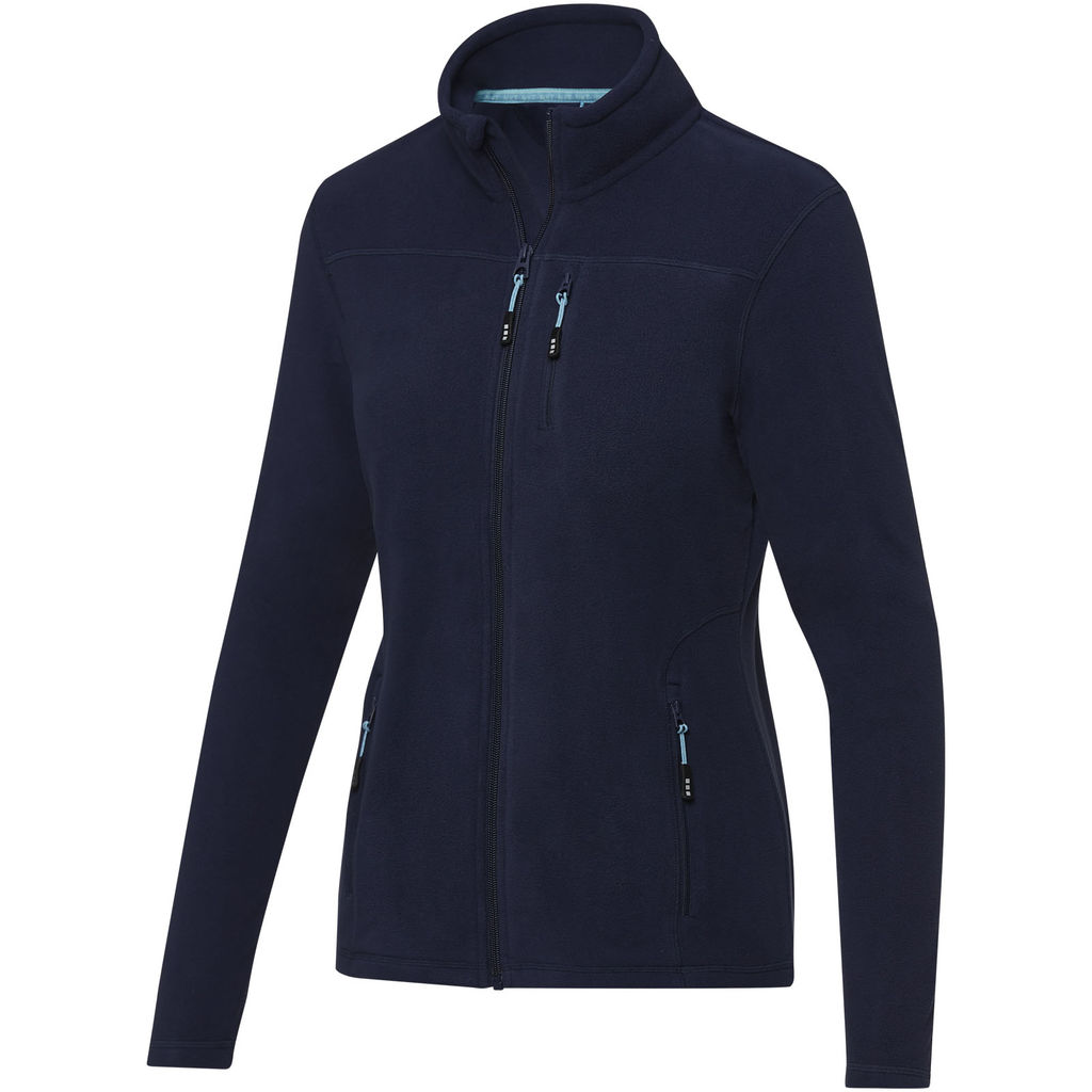 Жіноча флісова куртка Amber на блискавці із перероблених матеріалів за стандартом GRS, колір темно-синій  розмір XS