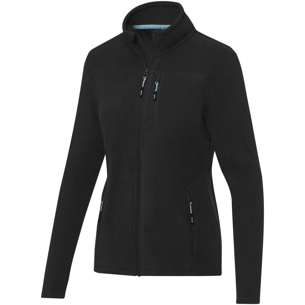 Жіноча флісова куртка Amber на блискавці із перероблених матеріалів за стандартом GRS, колір суцільний чорний  розмір XS