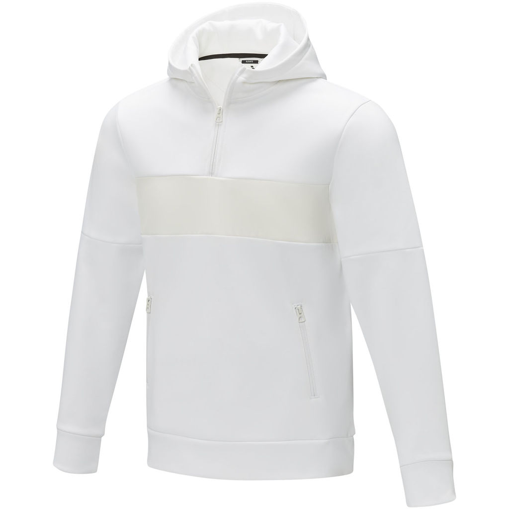 Чоловічий светр анорак Sayan на блискавці на половину довжини з капюшоном, колір білий  розмір 3XL