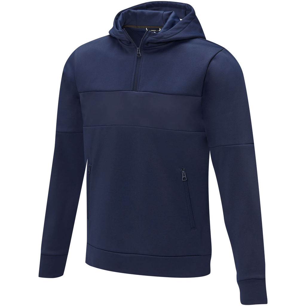 Чоловічий светр анорак Sayan на блискавці на половину довжини з капюшоном, колір темно-синій  розмір XS
