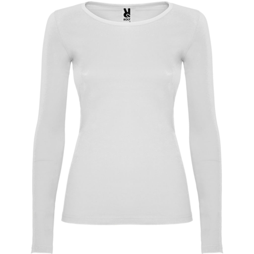 Полуприталенная футболка с длинными рукавами и горловиной с тонкой окантовкой, цвет белый  размер 3XL