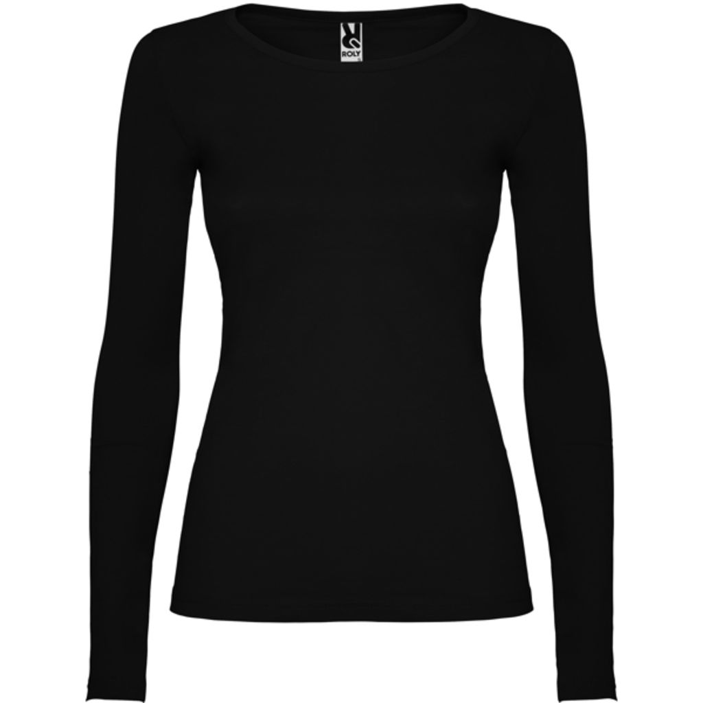 Полуприталенная футболка с длинными рукавами и горловиной с тонкой окантовкой, цвет черный  размер 3XL