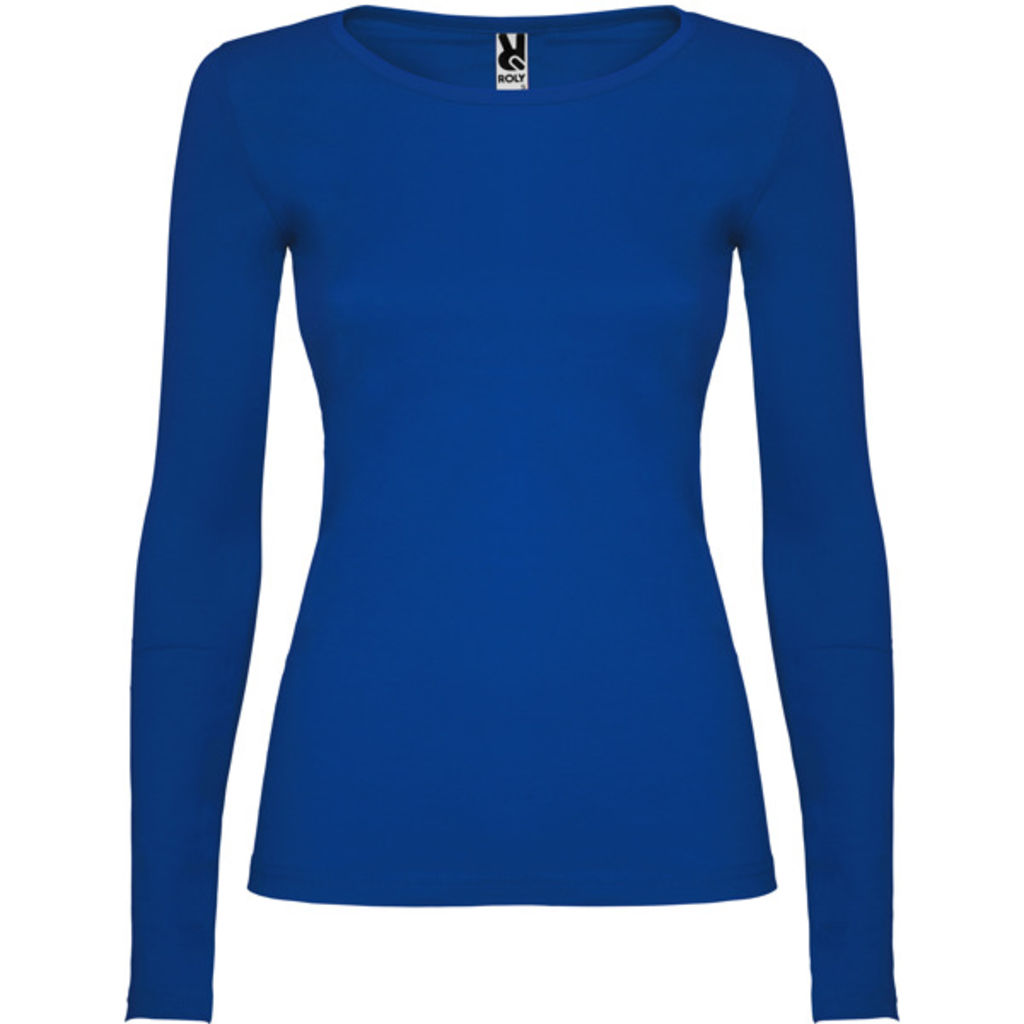 Полуприталенная футболка с длинными рукавами и горловиной с тонкой окантовкой, цвет королевский синий  размер 3XL