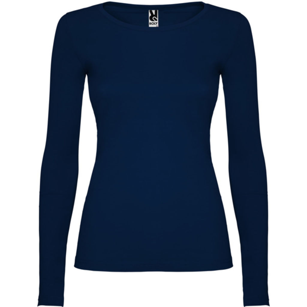 Полуприталенная футболка с длинными рукавами и горловиной с тонкой окантовкой, цвет морской синий  размер 3XL