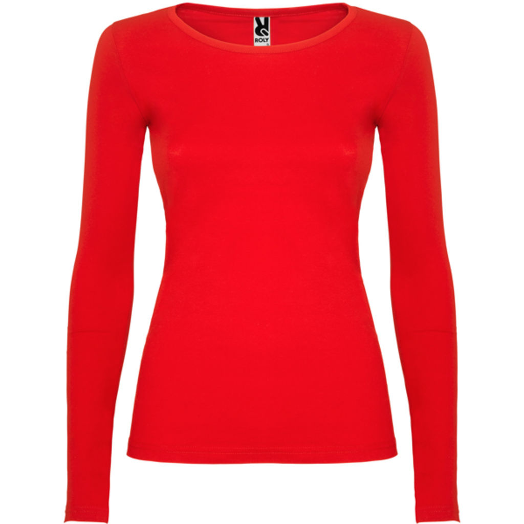 Полуприталенная футболка с длинными рукавами и горловиной с тонкой окантовкой, цвет красный  размер 3XL