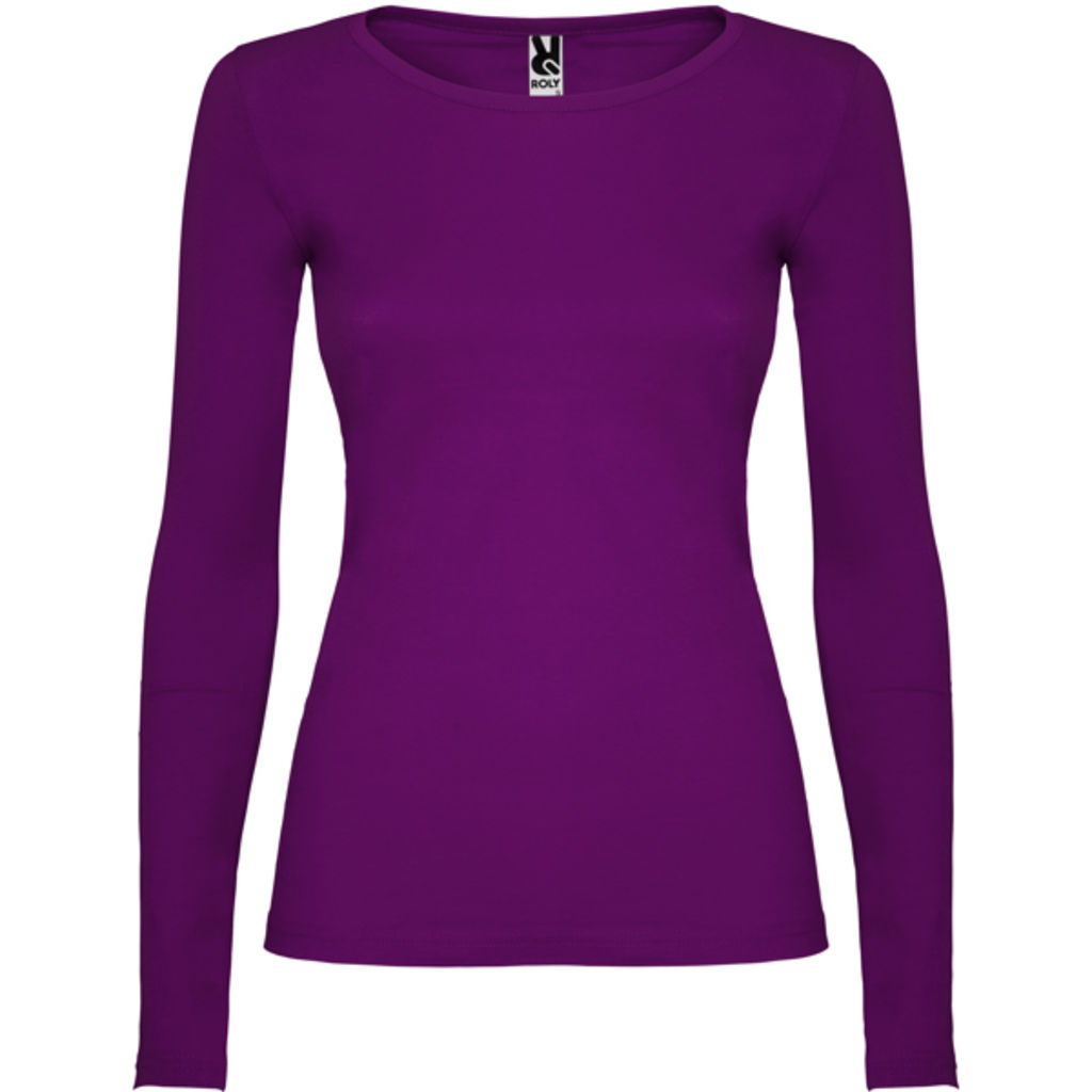 Полуприталенная футболка с длинными рукавами и горловиной с тонкой окантовкой, цвет фиолетовый  размер 3XL
