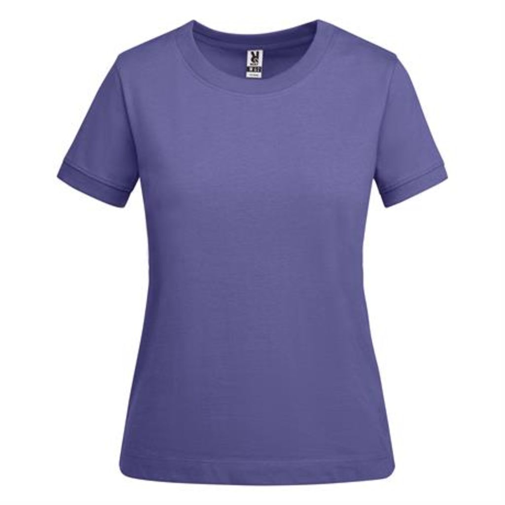 Плотная женская футболка из хлопка с коротким рукавом, цвет сиреневый  размер S