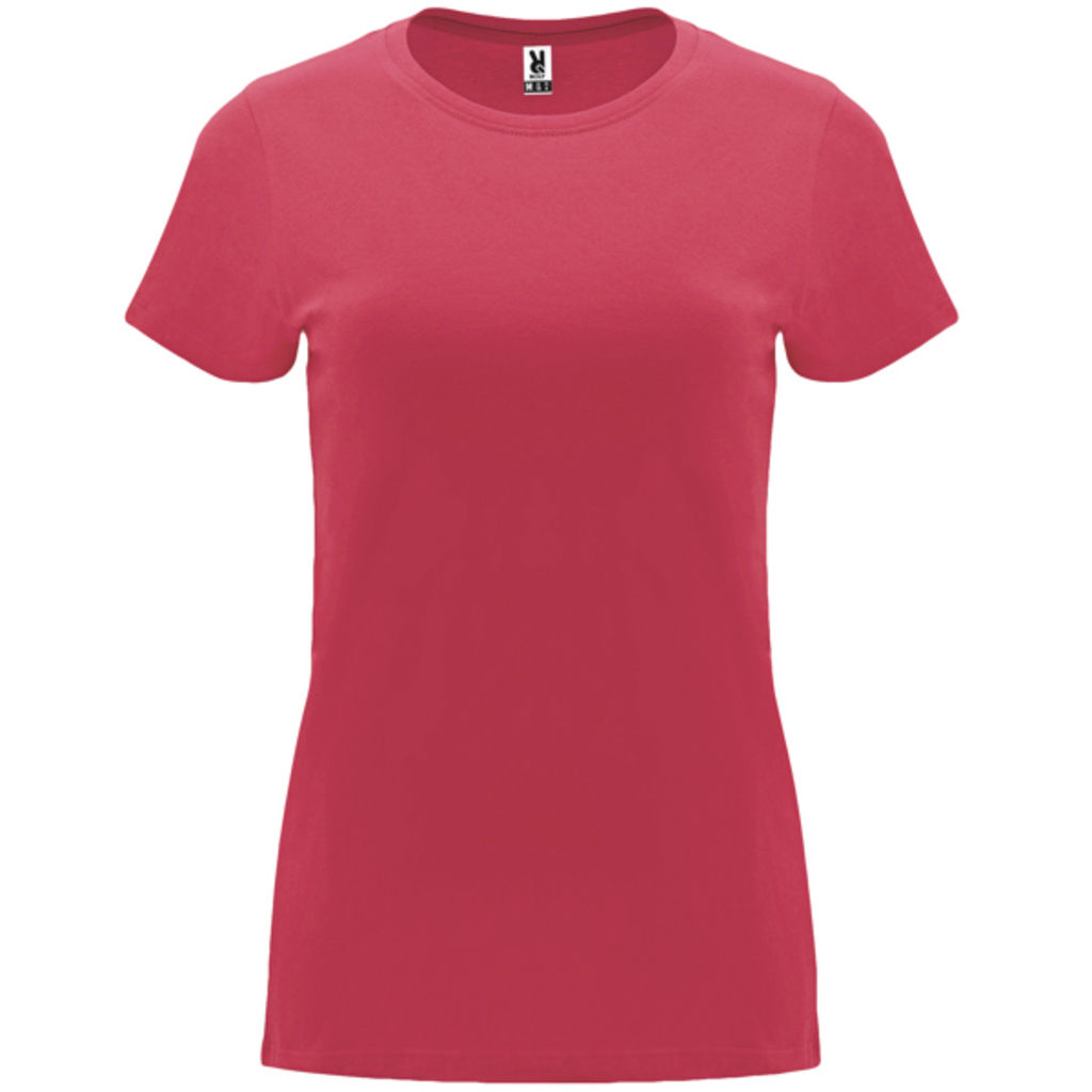 Приталенная женская футболка с короткими рукавами, цвет chrysanthemum red  размер S
