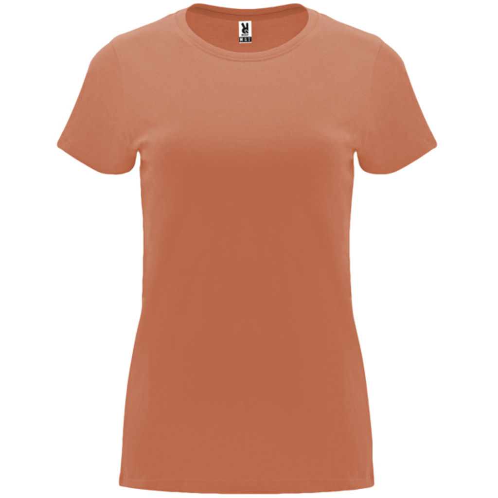 Приталенная женская футболка с короткими рукавами, цвет greek orange  размер S