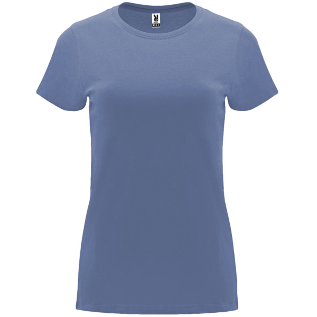 Жіноча приталена футболка з короткими рукавами, колір денім синій  розмір S