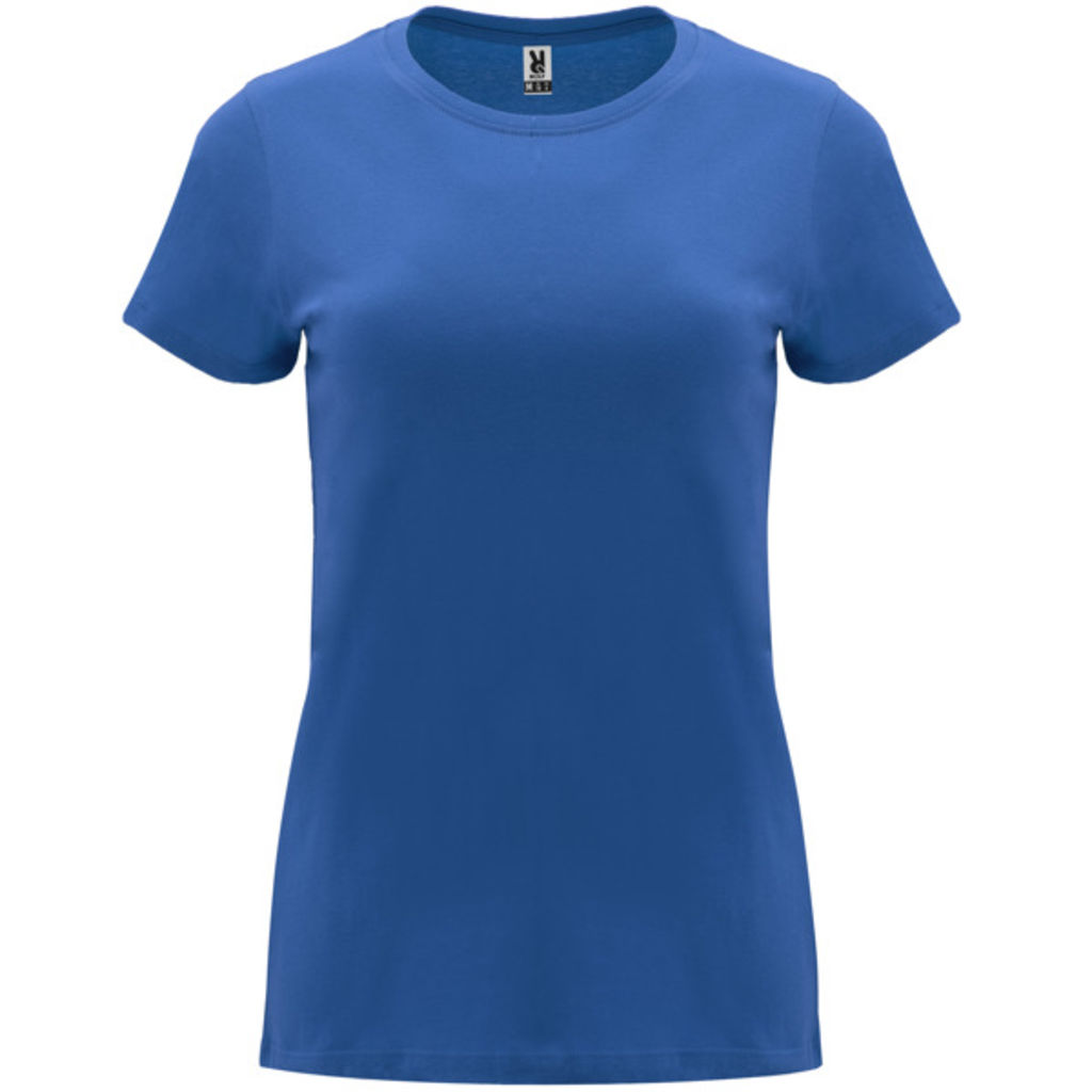 Жіноча приталена футболка з короткими рукавами, колір яскраво-синій  розмір 3XL