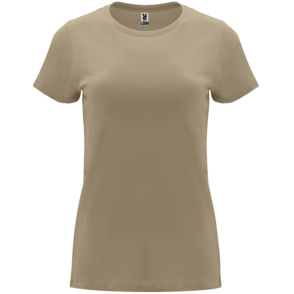 Приталенная женская футболка с короткими рукавами, цвет песочный  размер 3XL