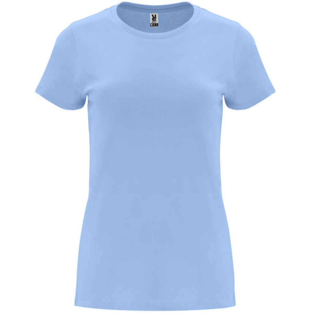 Приталенная женская футболка с короткими рукавами, цвет небесно-голубой  размер 3XL