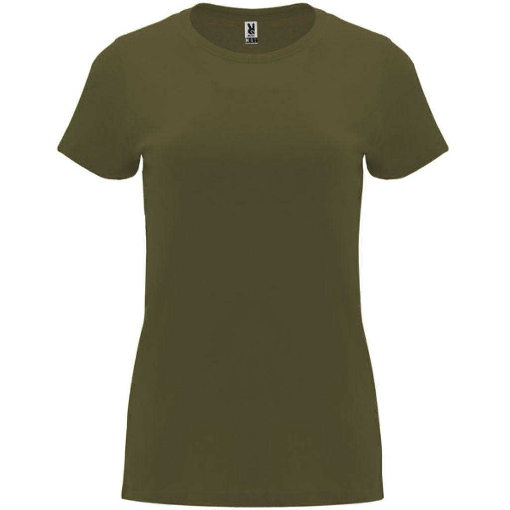 Жіноча приталена футболка з короткими рукавами, колір військовий зелений  розмір 3XL