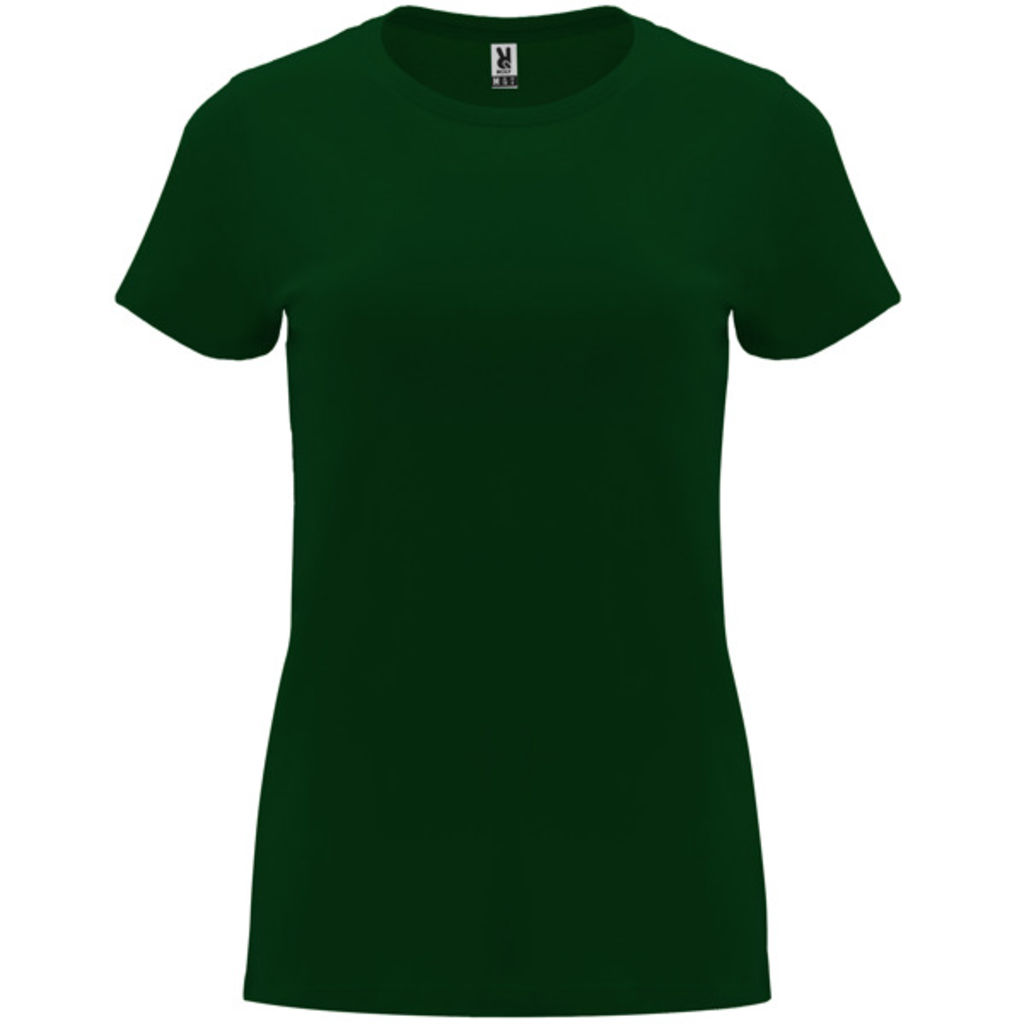Приталенная женская футболка с короткими рукавами, цвет бутылочный зеленый  размер 3XL