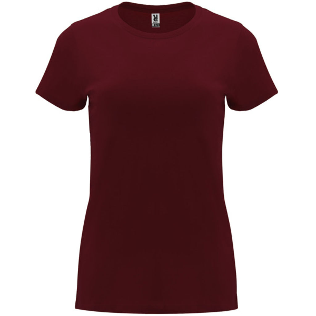 Жіноча приталена футболка з короткими рукавами, колір гранатовий  розмір 3XL