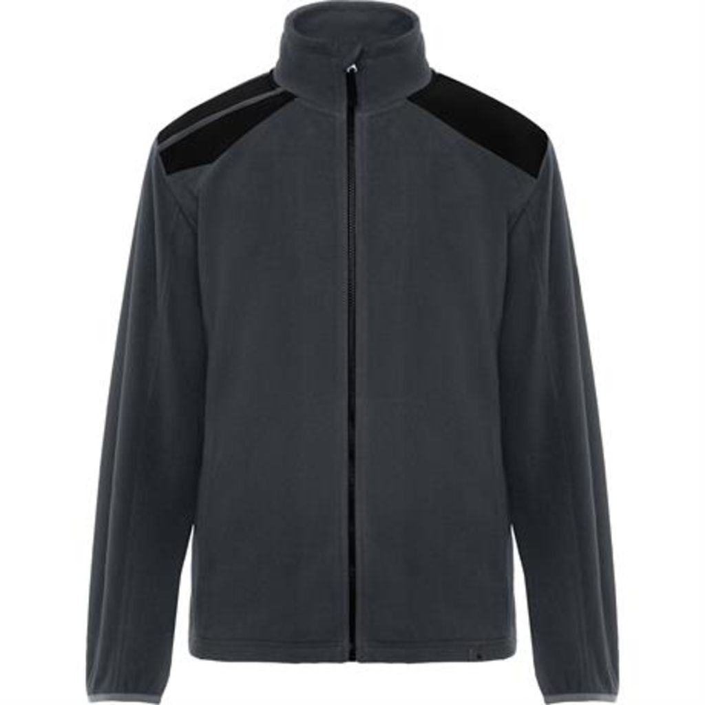 Флісова двокольорова куртка, колір свинцевий, чорний  розмір S