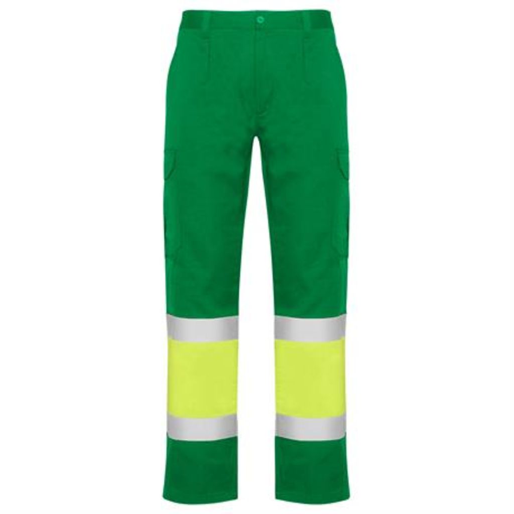 Літні штани підвищеної видимості з кількома кишенями, колір garden green, fluor yellow  розмір 38
