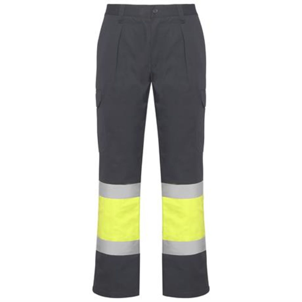 Зимние брюки повышенной видимости с несколькими карманами, цвет свинцовый, флуоресцентный желтый  размер 50