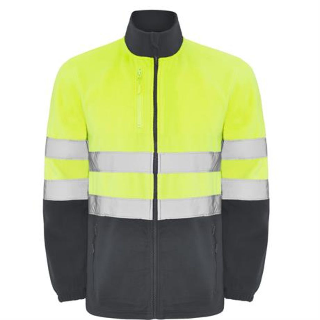 Флисовая куртка повышенной видимости, цвет свинцовый, флуоресцентный желтый  размер S