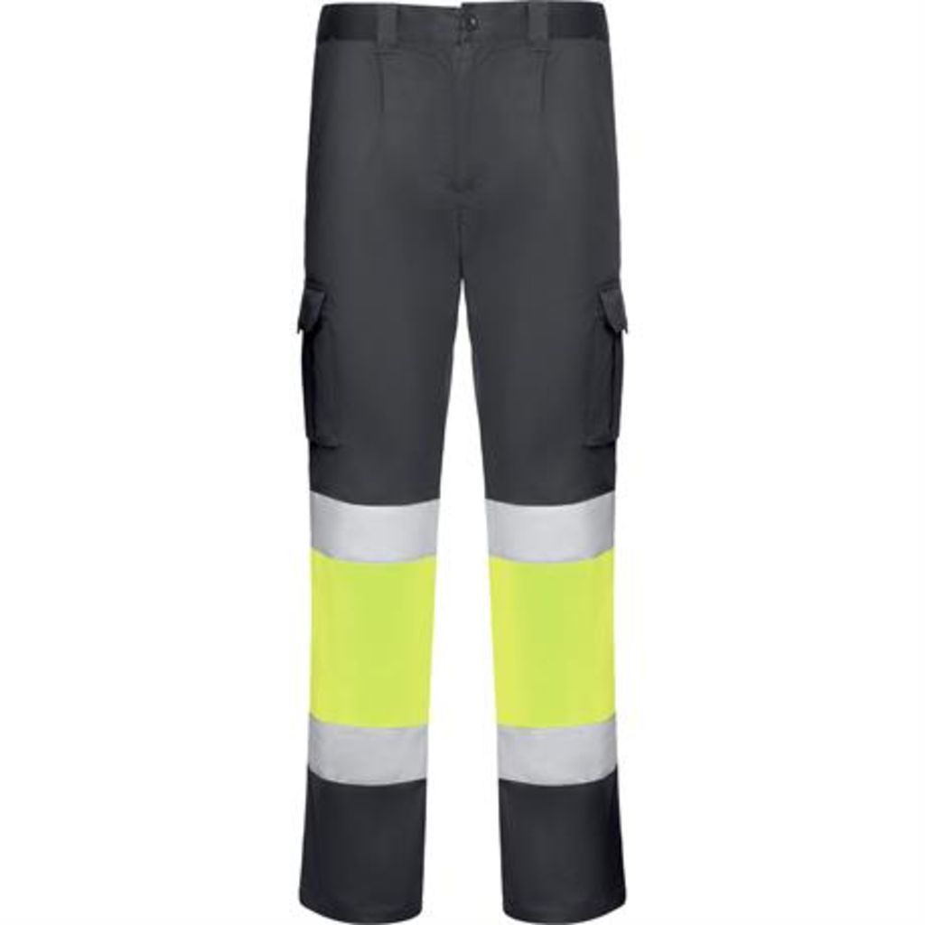 Светоотражающие удлиненные брюки с несколькими карманами, цвет свинцовый, флуоресцентный желтый  размер 38