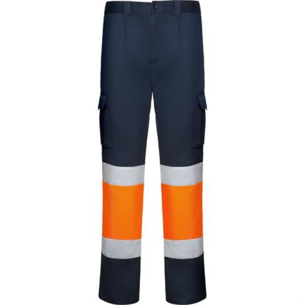 Світловідбиваючі подовжені штани з кількома кишенями, колір темно-синій, флуор помаранчовий  розмір 38