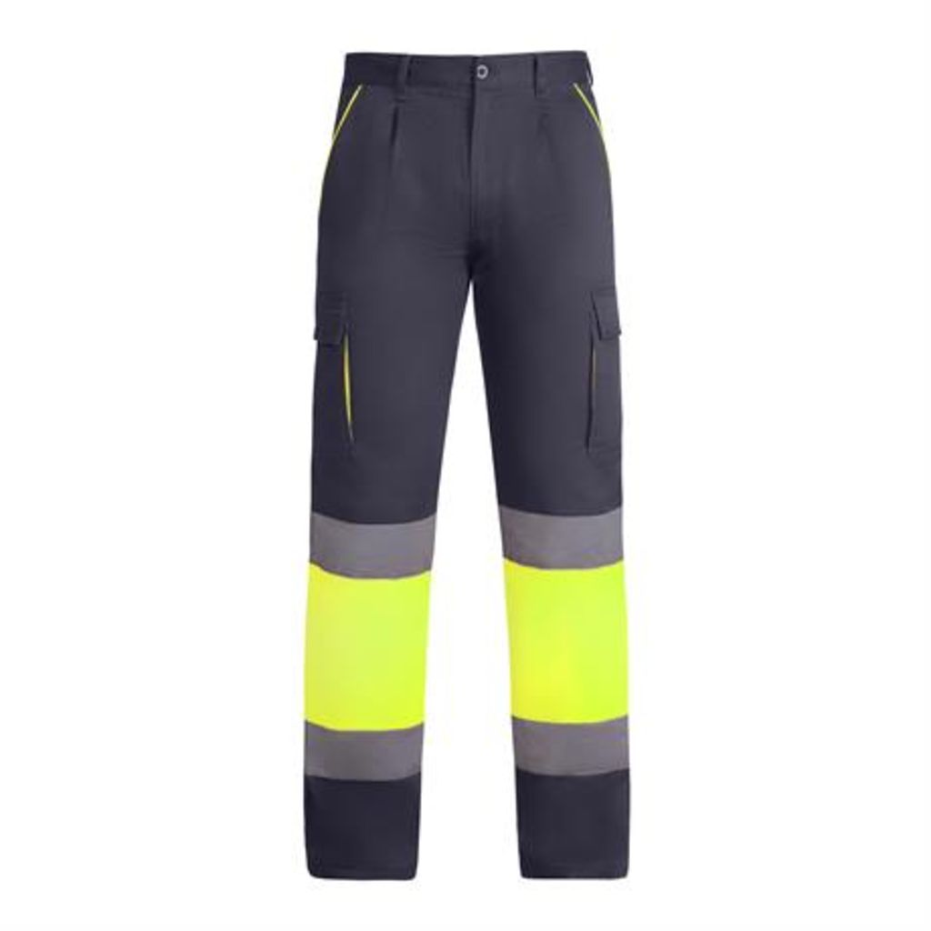 Светоотражающие удлиненные брюки на подкладке с несколькими карманами, цвет свинцовый, флуоресцентный желтый  размер 38