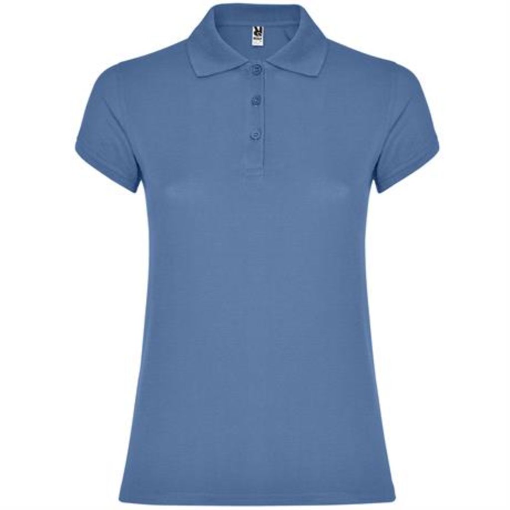 Женская футболка поло с короткими рукавами, цвет riviera blue  размер S
