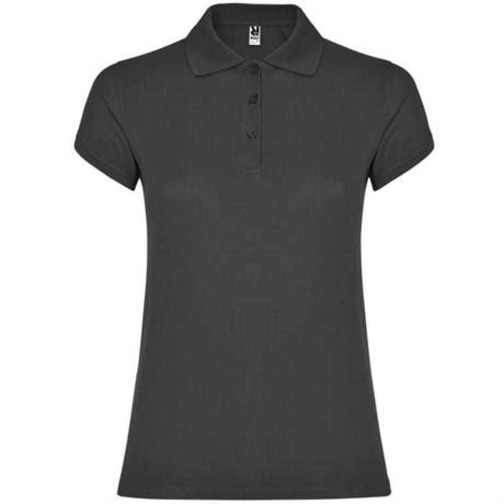 Жіноча футболка поло з короткими рукавами, колір темний свинець  розмір M