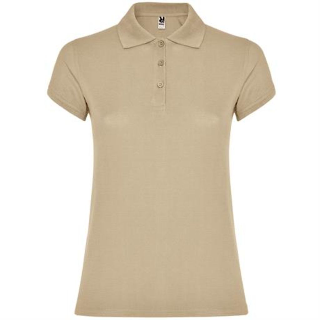 Женская футболка поло с короткими рукавами, цвет песочный  размер L
