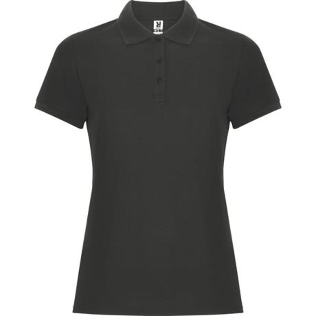 Приталена футболка поло з короткими рукавами, колір темний свинець  розмір S