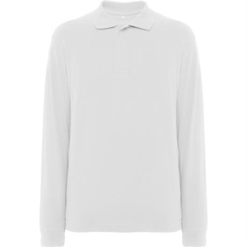 Сорочка-поло з довгим рукавом, колір білий  розмір XL