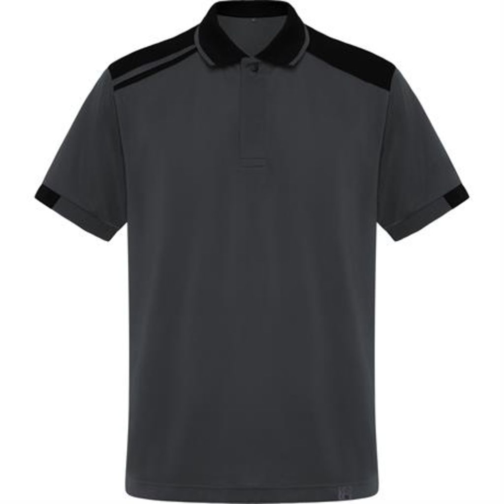 Рубашка·поло с коротким рукавом в двухцветной комбинации, цвет свинцовый, черный  размер S