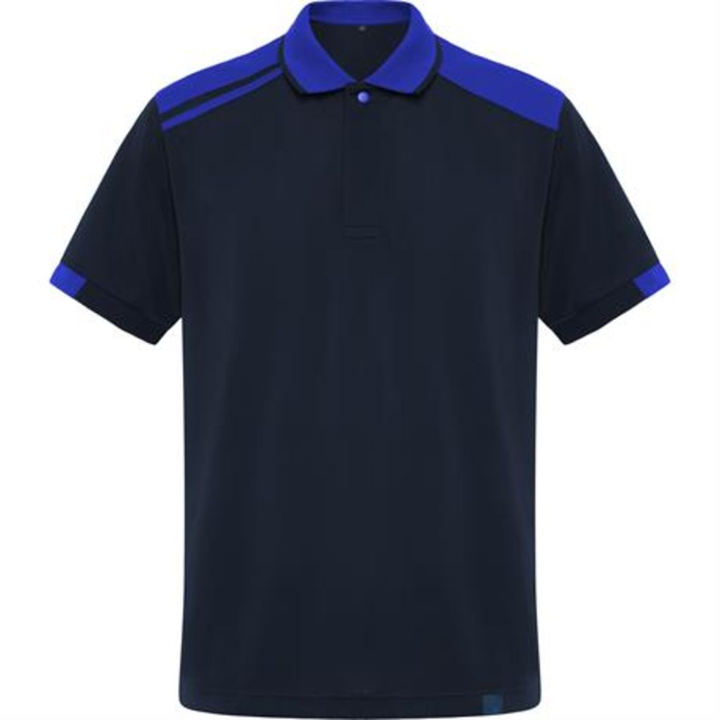 Сорочка-поло з коротким рукавом у двоколірній комбінації, колір темно-синій, яскраво-синій  розмір S