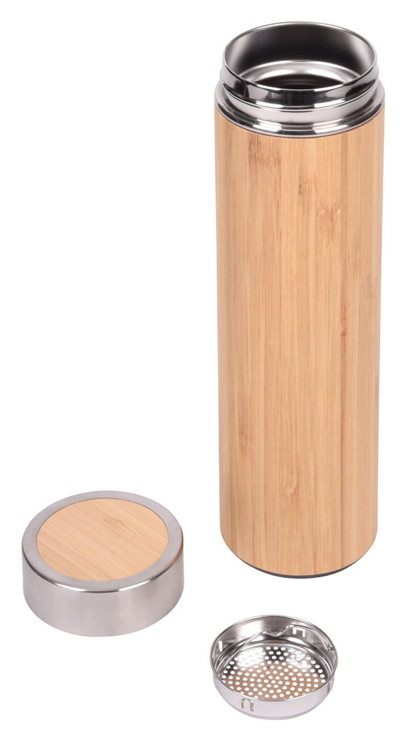 Термокружка BAMBOO GO, колір коричневий, срібний - 56-0304570- Фото №1