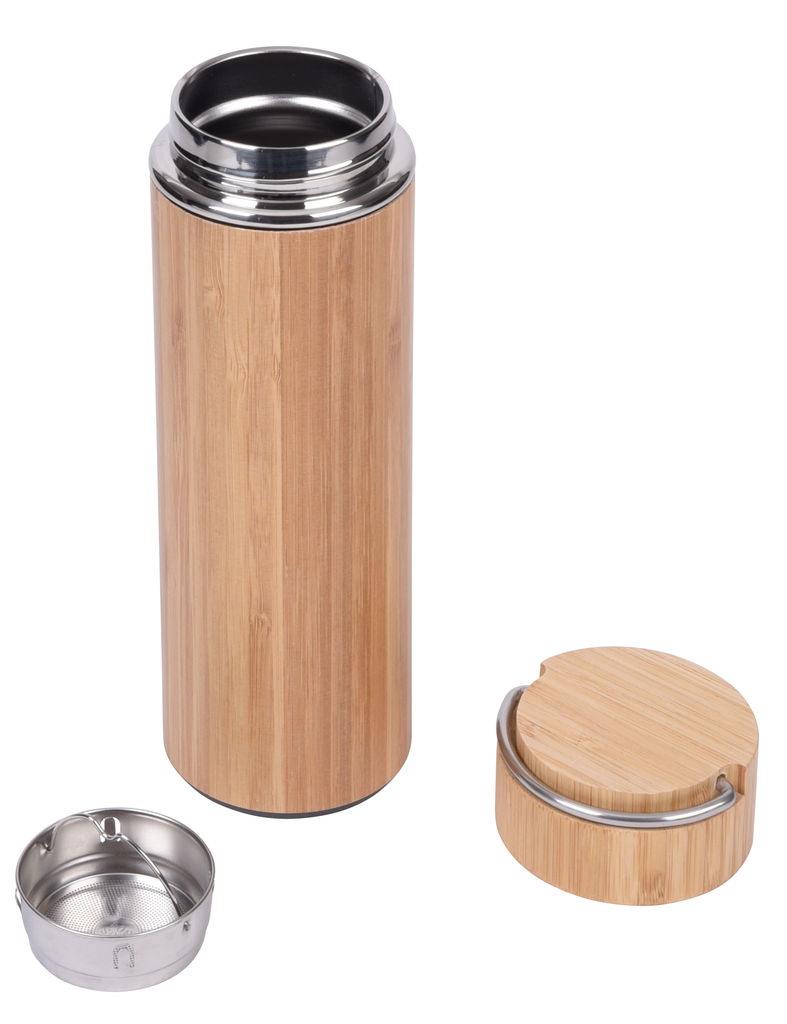 Термокружка BAMBOO HOT, колір коричневий, срібний - 56-0304572- Фото №1