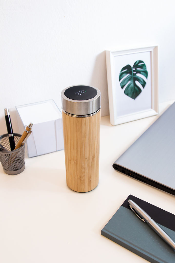 Термокружка BAMBOO TEMP, колір коричневий, срібний - 56-0304573- Фото №3