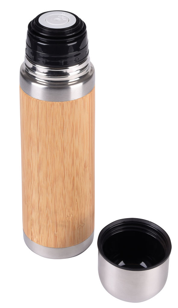 Термокружка BAMBOO SPACE, колір коричневий, срібний - 56-0304575- Фото №1