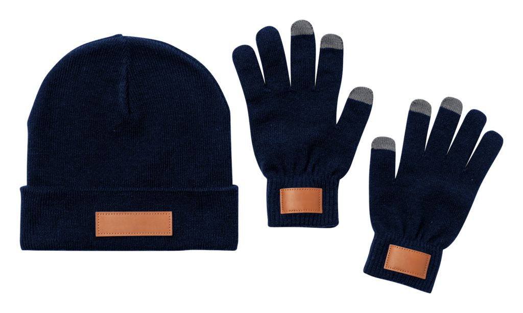 Комплект из шапки и перчаток Prasan, цвет темно-синий