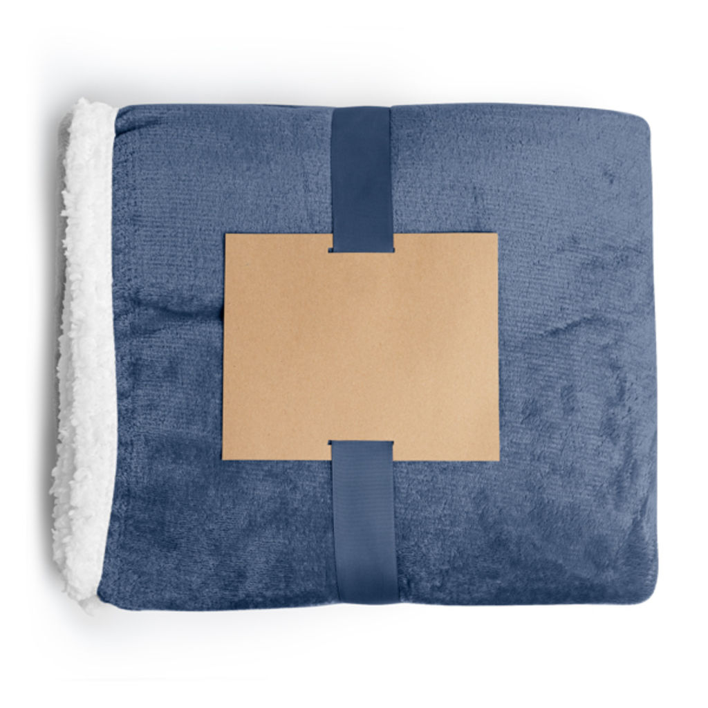 Одеяло в стиле шерпа из флиса плотностью 380 г/м²., цвет синий