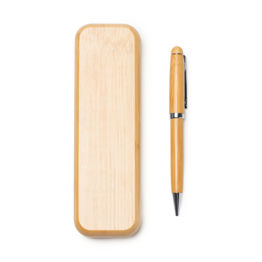 Фантастическая шариковая ручка из бамбука с металлическими деталями, цвет натуральный